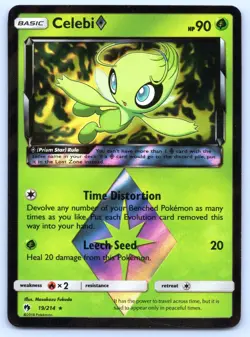Celebi 19/214 Prism Star Rare Lost Thunder Pokemon Holo 2018 NM - Image 1