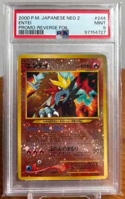 Entei #244 Reverse Holo Neo 2 Premium File Japanese 2000 Pokemon PSA 9 - Image 1