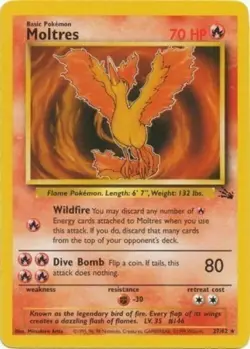 Pokemon TCG - Moltres - 27/62 - Rare Unlimited Fossil Unlimited [Moderate Play] - Image 1