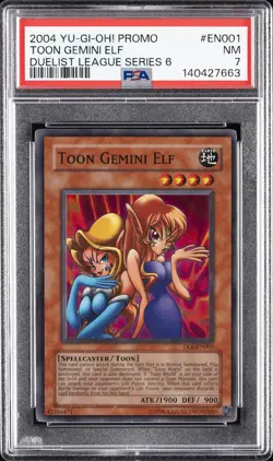 2004 YU-GI-OH! PROMO DUELIST LEAGUE SERIES 6 #EN001 TOON GEMINI ELF PSA 7 - Image 1