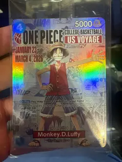 One Piece US Voyage College Basketball Monkey D. Luffy Collectible Card SEALED - Image 1