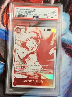 2025 One Piece English #006 Monkey D. Luffy 3rd Anv Treasure CP Pack PSA 10 - Image 1
