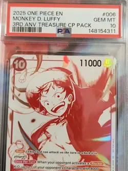 2025 One Piece English #006 Monkey D. Luffy 3rd Anv Treasure CP Pack PSA 10 - Image 2