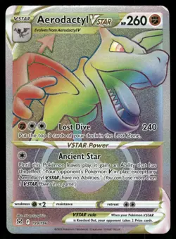 Pokemon Cards Aerodactyl VSTAR 199/196 Lost Origin Rainbow Rare LP - Image 1