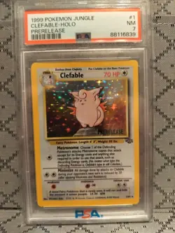 Clefable Prerelease 01/64 WOTC Promo Holo Card PSA 7 Graded - Image 1