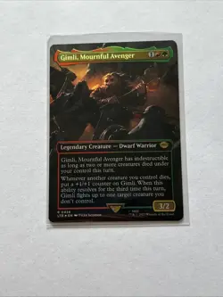 MTG Magic: The Gathering Gimli, Mournful Avenger BORDERLESS FOIL LP LTR 436 - Image 1