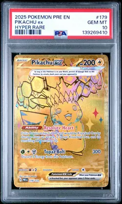 2025 POKEMON PRE EN-PRISMATIC EVOLUTIONS HYPER RARE #179 PIKACHU EX PSA 10 - Image 1