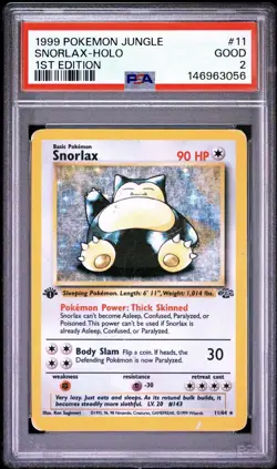 1999 Pokemon Jungle 1st Edition 11 Snorlax Holo PSA 2 - Image 1