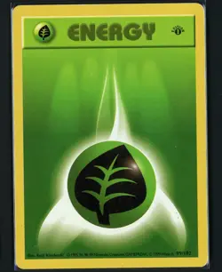 Grass Energy HP 99/102 - 1st Edition Base Set Shadowless - Pokemon 1999 (A) - Image 1