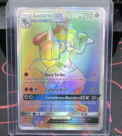 Pokemon Lucario GX Full Art Secret Rare Holo 135/131 SM-Forbidden Light 210 HP - Image 1