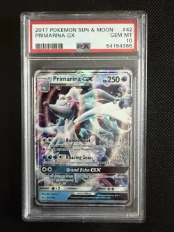 Primarina GX 42/149 Pokemon Sun & Moon Base Set. PSA 10 - Image 1