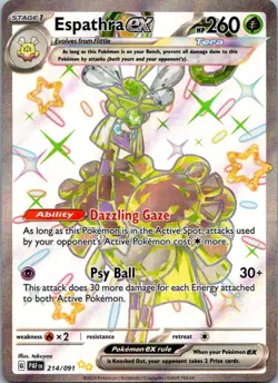 Espathra ex 214/091 Shiny Ultra Rare Paldean Fates Pokemon Near Mint - Image 1