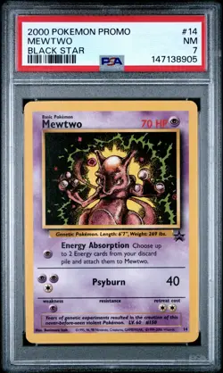 2000 POKEMON PROMO BLACK STAR #14 MEWTWO PSA 7 - Image 1