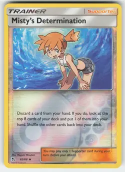 Misty's Determination 62/68 Uncommon Hidden Fates Pokemon Reverse Holo Near Mint - Image 1