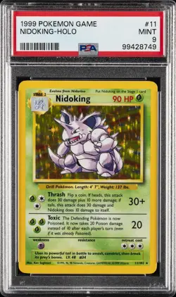 1999 POKEMON GAME #11 NIDOKING-HOLO PSA 9 - Image 1