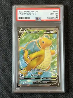 Pokemon Go Dragonite v Full Art Ultra Rare Card 076/078 2022. - Image 1