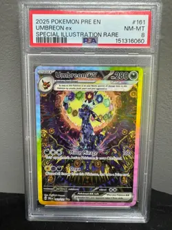 2025 POKEMON PRE EN-PRISMATIC EVOLUTIONS #161 UMBREON EX PSA 8 - Image 1