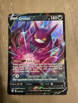 Pokemon TCG Darkness Ablaze Crobat V Ultra Rare 104/189 - Image 1