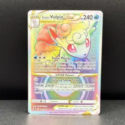 Pokemon TCG Alolan Vulpix VSTAR Rainbow Rare 197/195 Silver Tempest Holo NM - Image 1