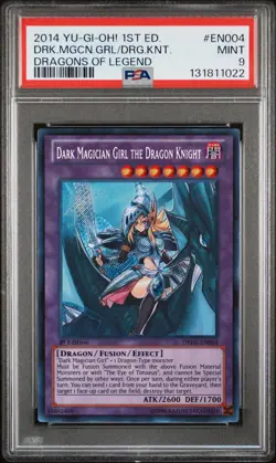 2014 YU-GI-OH! DRAGONS OF LEGEND DARK MAGICIAN GIRL THE DRAGON KNIGHT PSA 9 - Image 1