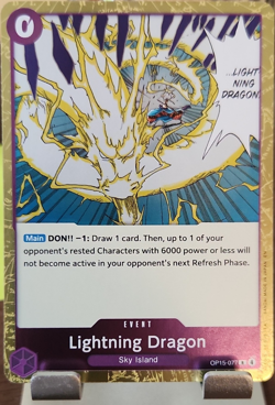 Bandai Lightning Dragon OP15-077 Rare Foil Alt Art English Event - Image 1