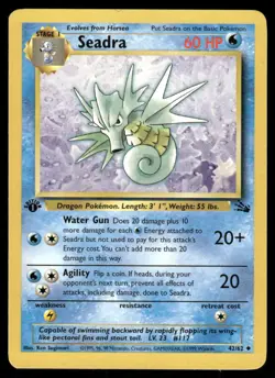 Pokemon Cards Seadra 42/62 1st Edition Fossil WOTC Uncommon NM - Image 1