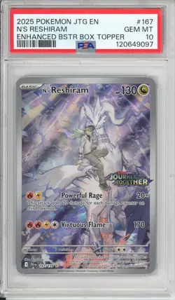 Pokemon Graded: N's Reshiram [Stamped] 167/159 Journey Together Box Topper (2025 - Image 1