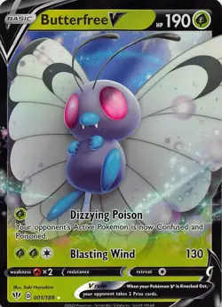 BUTTERFREE V 001/189 HOLO V RARE DARKNESS ABLAZE POKEMON NM - Image 1