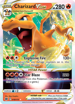 Pokemon TCG Charizard VSTAR 018/172 Ultra Rare Brilliant Stars NM/M - Image 1