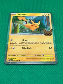 Pokemon Tcg Pikachu(SWIRL) 018/091 Cosmos Holo Trick or Trade - Image 3