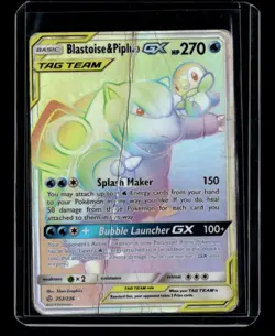 2019 Pokemon Sun & Moon Cosmic Eclipse Blastoise Piplup Tag Team 253/236 Damaged - Image 1