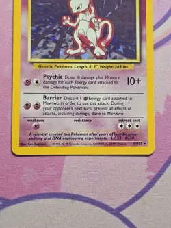 Pokemon Mewtwo TCG Base Set Holo Unlimited Rare Card 10/102 1999 LP CLEAN - Image 3