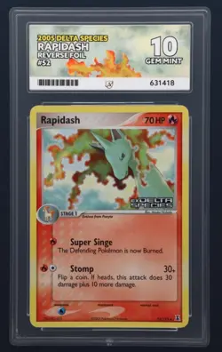POP 1 ACE 10 2005 POKEMON EX DELTA SPECIES RAPIDASH 52 REVERSE STAMPED CARD - Image 1