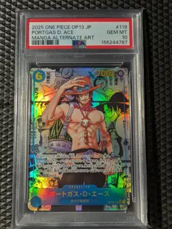 PSA 10 Ace OP13-119 Manga Alt Art Carrying on His Will ONE PIECE Card Japanese - Image 1