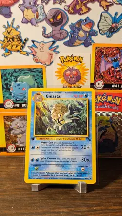 Omastar Pokemon Card 1st Edition Fossil Set 40/62 Uncommon TCG 1999 WOTC - LP - Image 1