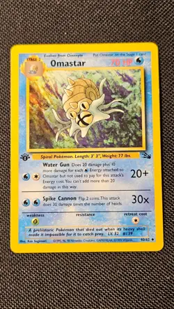 Omastar Pokemon Card 1st Edition Fossil Set 40/62 Uncommon TCG 1999 WOTC - LP - Image 2