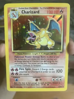 Charizard 4/102 Holo Rare Base Set Unlimited Pokemon 1999 LP - Clean Holo - Image 1
