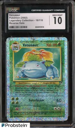 2002 Pokemon Legendary Collection #18/110 Venusaur Reverse Holo Foil CGC 10 GEM - Image 1