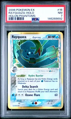 2006 POKEMON EX HOLON PHANTOMS #16 RAYQUAZA-HOLO PSA 7 - Image 1