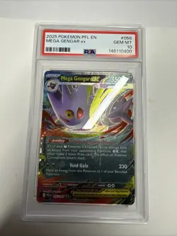 2025 POKEMON PFL EN-PHANTASMAL FLAMES #056 MEGA GENGAR EX PSA 10 - Image 1