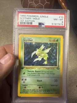 Scyther Holo 1st Edition Jungle 10/64 1999 Pokemon PSA 8 - Image 1