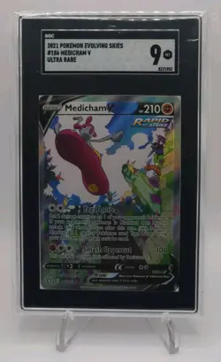 SGC 9 MINT Medicham V 186/203 Full Alt Alternate Art Evolving Skies Pokemon TCG - Image 1