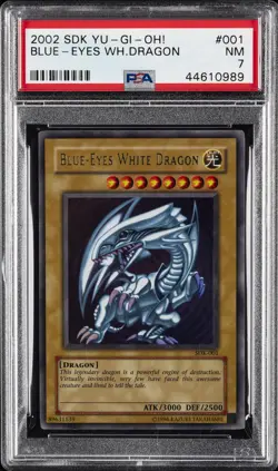2002 YU-GI-OH! STARTER DECK: KAIBA #001 BLUE-EYES WHITE DRAGON PSA 7 - Image 1