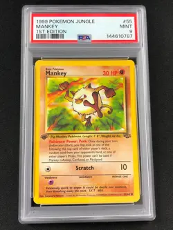 Pokemon 1999 Mankey 1st 55/64 PSA 9 - Image 1