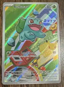 Bulbasaur 037 1st Partner Illustration Rare Holo Pokemon TCG Card English NM - Image 1
