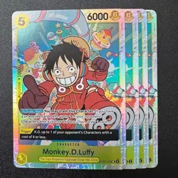 4x Monkey.D.Luffy OP07-109 Holo Foil - One Piece TCG Card Game Playset NM - Image 1