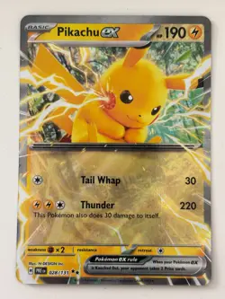 Pokemon TCG Pikachu EX Double Rare Holo Prismatic Evolutions Card 028/131 - Image 1