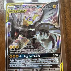 Pokemon Pikachu & Zekrom GX SM168 Black Star Promo Tag Team LP/NM - Image 5