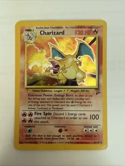 Charizard 004/130 SWIRL Base Set 2 Holo Rare English MP/HP FREE SHIPPING - Image 1