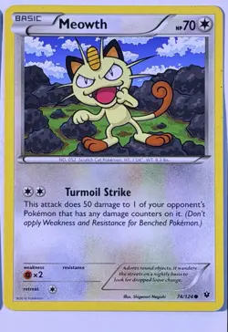Pokemon TCG Meowth 74/124 Fates Collide Basic 70 HP Common Turmoil Strike - Image 1